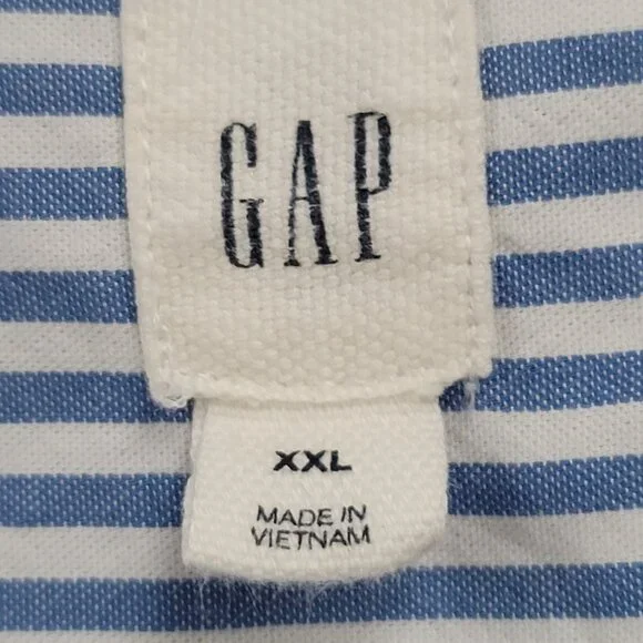 GAP Ladies Blue & White Striped Shirt Dress XXL- with Bell Sleeves - Picture 4 of 12